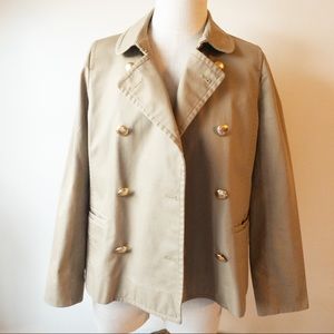J.Crew Tan Khaki Cropped Trench Peacoat Jacket Size 8